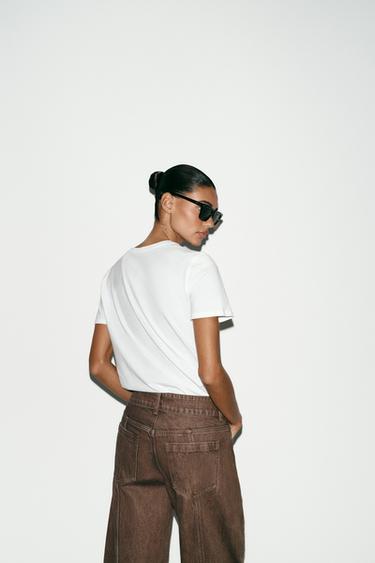 METALLIC SHORT SLEEVE T-SHIRT - Golden by Zara - Image 3