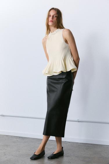 FALDA PIEL 100% ZW COLLECTION LIMITED EDITION - Negro de Zara