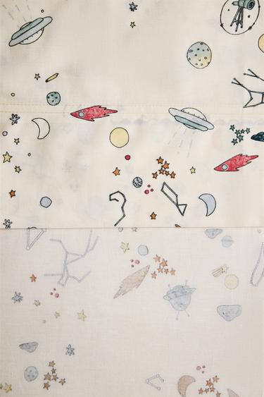 KIDS' SPACE FLAT SHEET - Ecru / Blue by Zara - Image 6