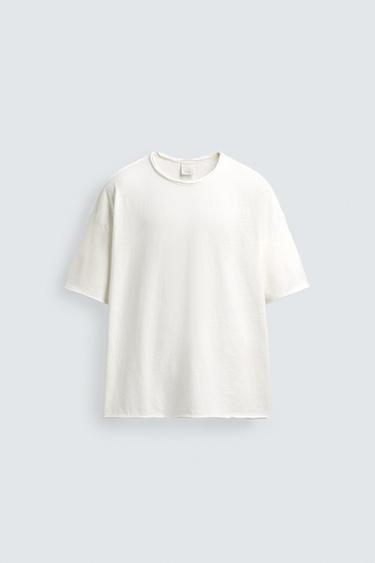 CAMISETA BORDADO FLOR - Blanco roto de Zara - Imagen 0