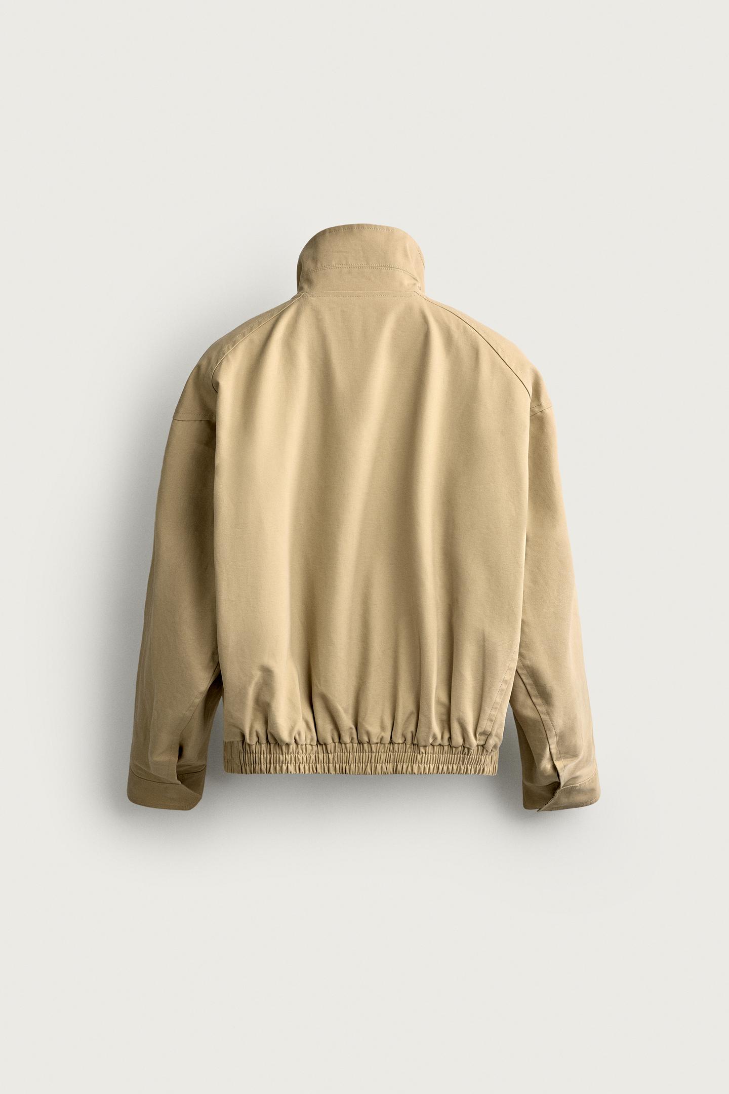 Мужская куртка Zara Oversized Cotton Canvas, цвет: Серо-коричневый коричневый — фото 9