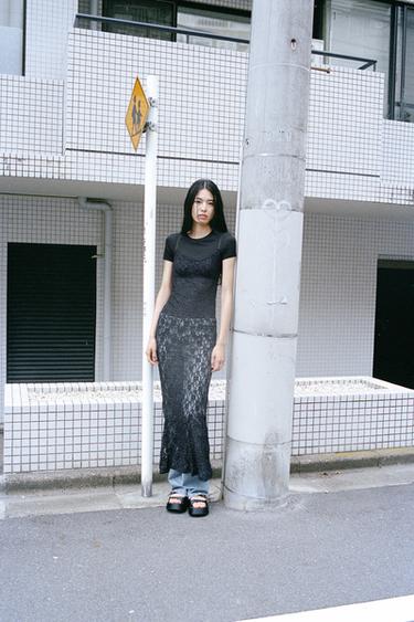 LONG LACE DRESS - Black by Zara