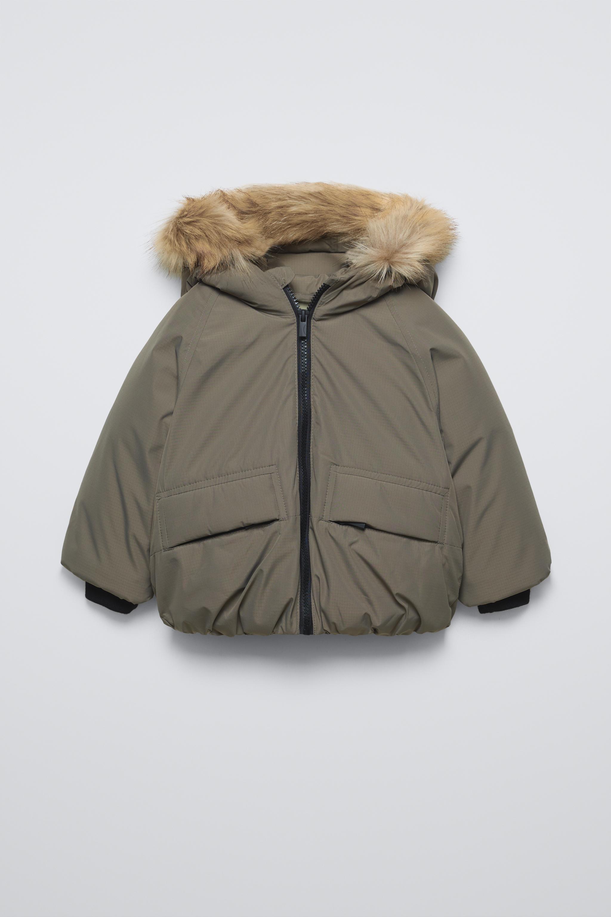 Zara outlet Basic Outerwear Hideaway Hood Zip Up Puffer Coat