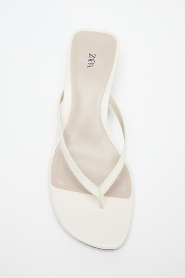 SANDALIA KITTEN PIEL - Blanco de Zara