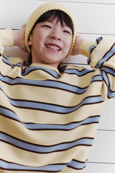 Zara 條紋印花運動衫 - 淺黃色