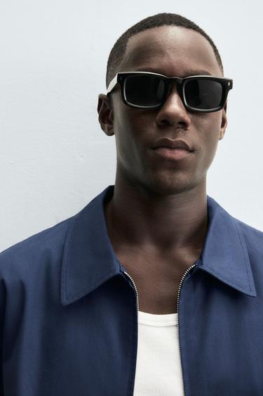 BLOUSON REGULAR FIT EN COTON - Bleu de Zara - Image 4
