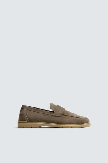 MOCASSIM DE COURO CASUAL - Cinza-toupeira da Zara