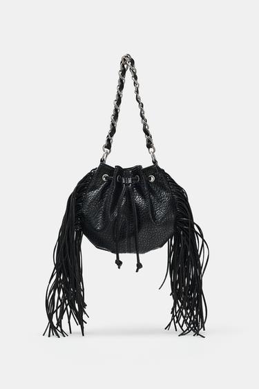 BOLSO DE HOMBRO FLECOS - Negro de Zara