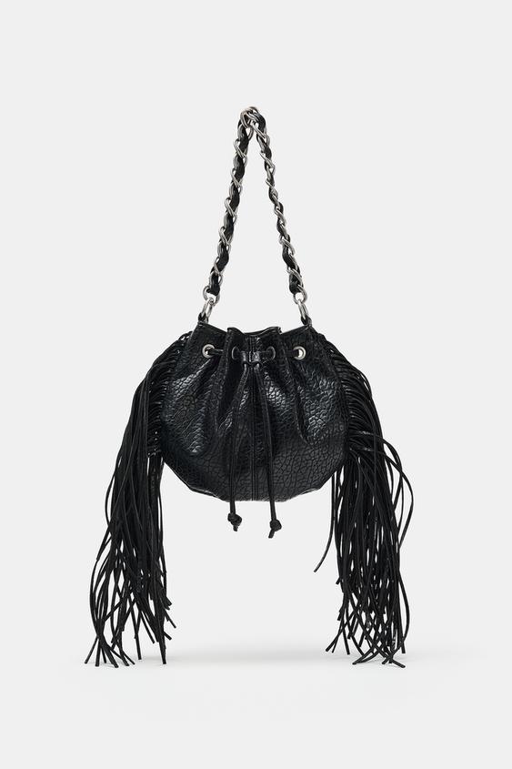 FRINGED SHOULDER BAG - Black by Zara - Image 2