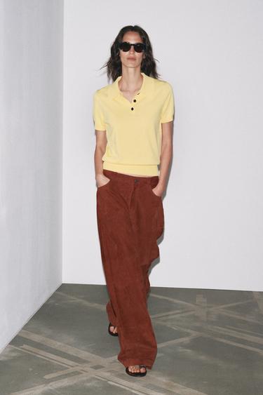 TOP POLO PUNTO MANGA CORTA - Amarillo de Zara - Imagen 0