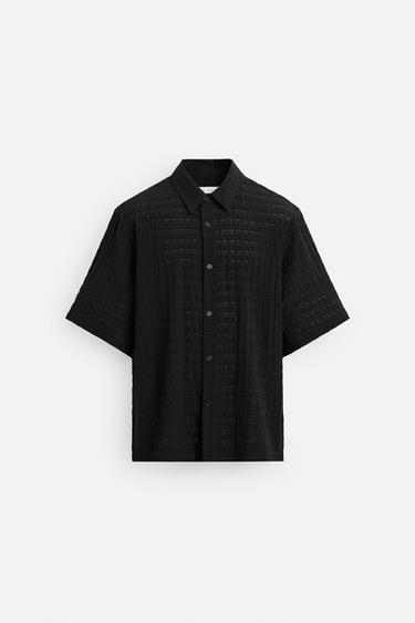 CHEMISE STRUCTURÉE À CARREAUX - Noir de Zara - Image 6