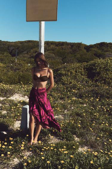 PALM TREE PRINT PAREO - Fuchsia by Zara