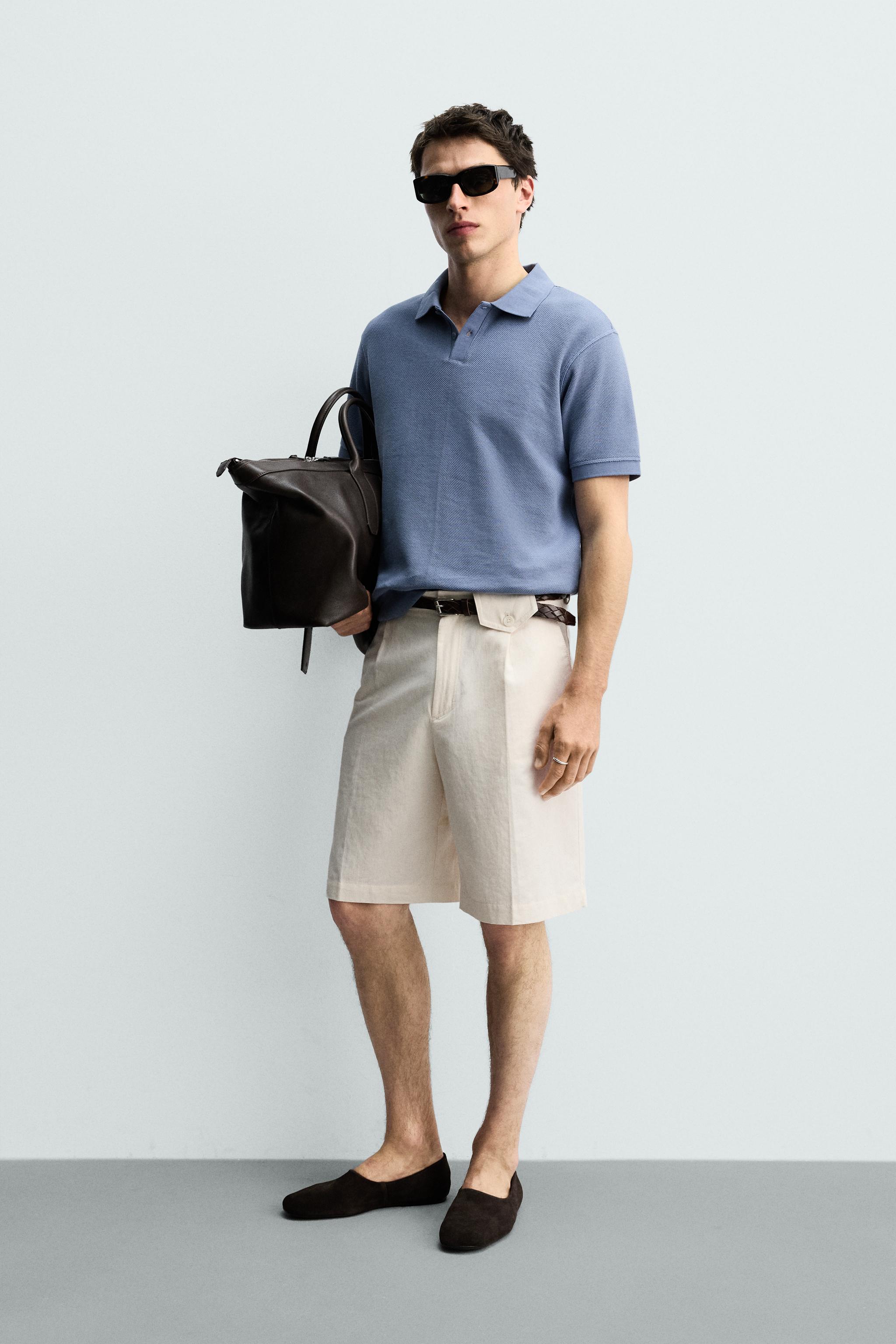 レギュラーフィットピケポロシャツ - ブルー | ZARA Japan / 日本