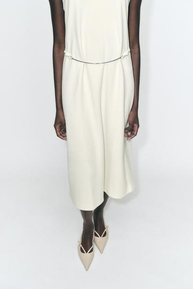 MIDI DRESS WITH BELT - Ecru by Zara