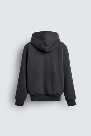 HOODIE WITH ZIP - Dark navy by Zara - Image 7
