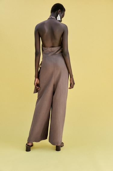 RAMIE HALTER JUMPSUIT - Brown by Zara - Image 5