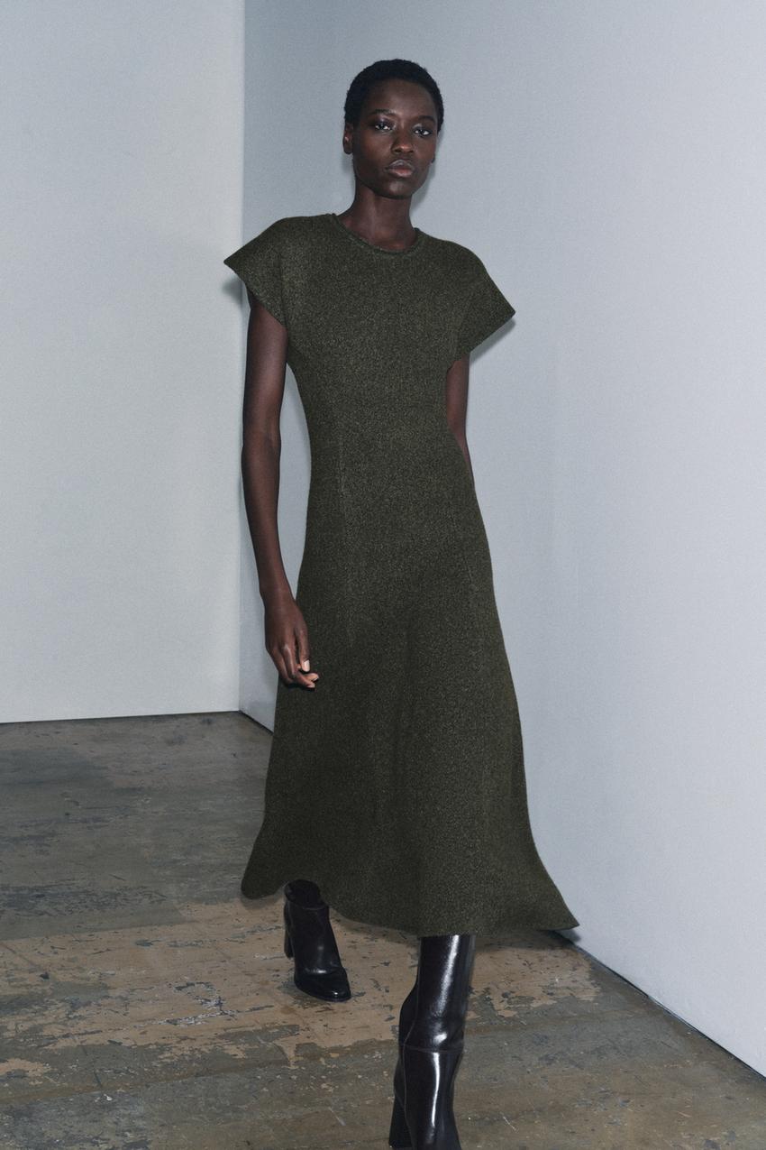 LONG KNIT DRESS - Green marl | ZARA Australia LONG KNIT DRESS - Green marl | ZARA Australia