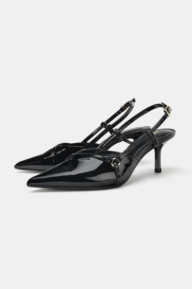 STRAPPY HIGH-HEEL SHOES WITH BUCKLE - Black by Zara