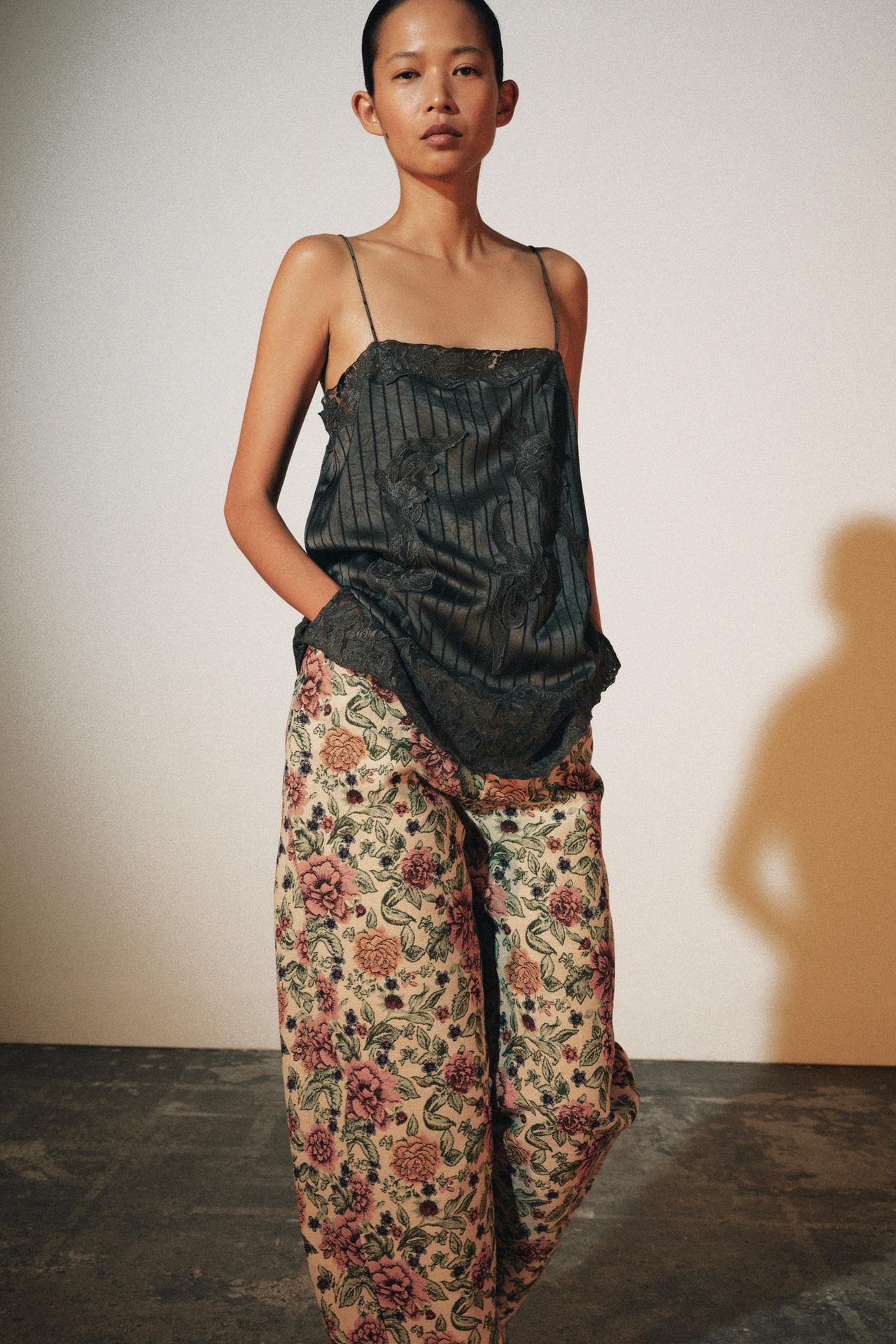 ZW COLLECTION SATIN LACE TOP — Anthracite grey