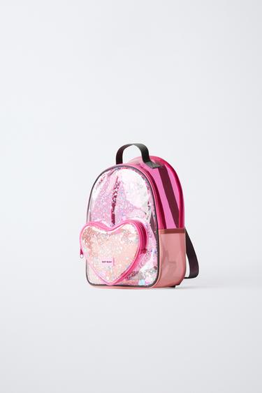 MINI SAC À DOS VINYLE CŒUR - Rose de Zara - Image 1