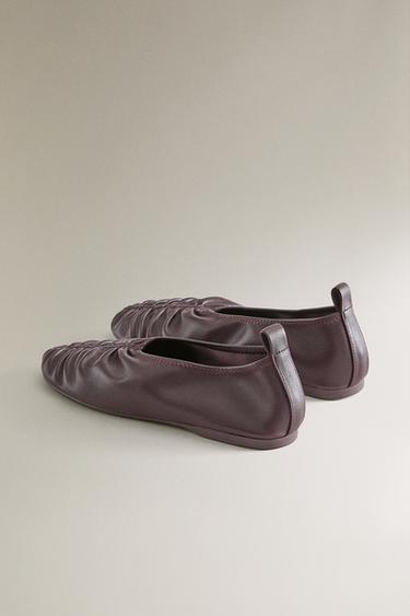 BALLERINES PLIS CUIR - Bordeaux de Zara - Image 3