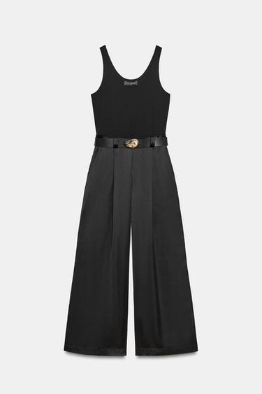 Zara BELTED COMBINATION JUMPSUIT - Black