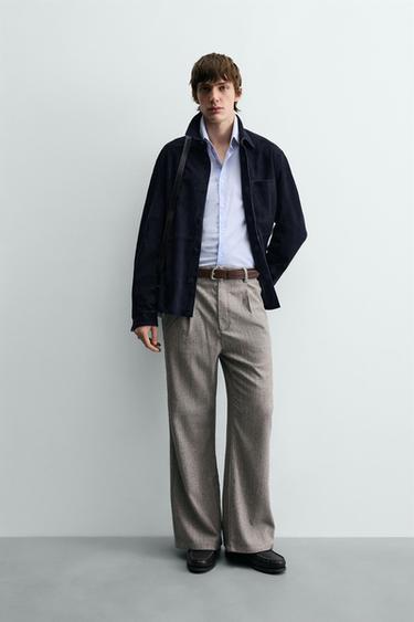 HERRINGBONE TEXTURED TROUSERS - Beige by Zara