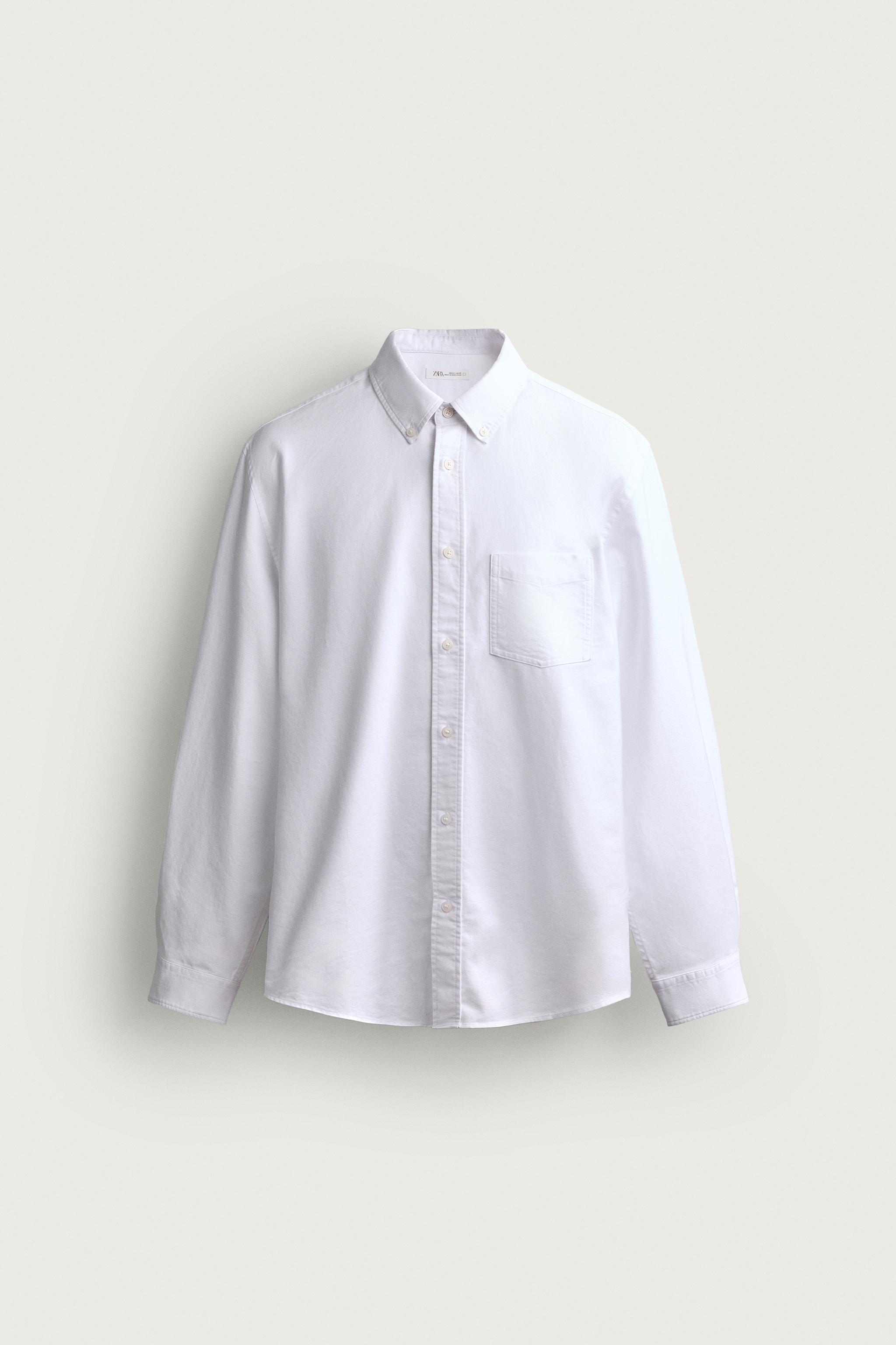 REGULAR FIT TEXTURED OXFORD SHIRT — White