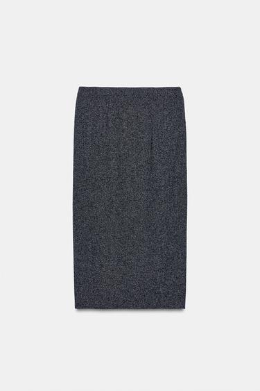 MIDI SKIRT WITH SLIT - Navy / White by Zara - Image 0