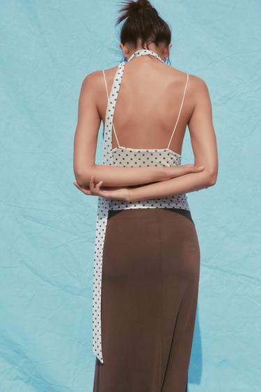 TOP FOULARD À POIS - Noir / Blanc de Zara - Image 4