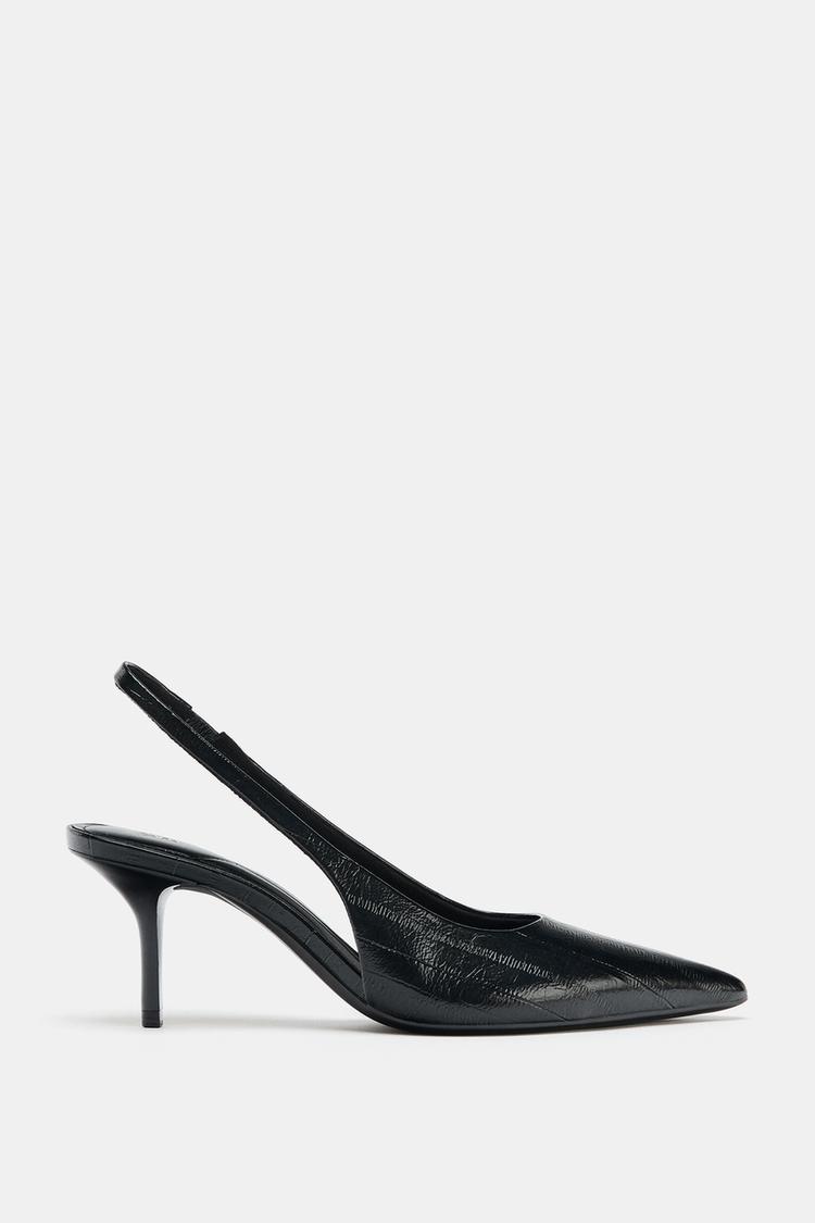 TEXTURED SLINGBACK HEELS