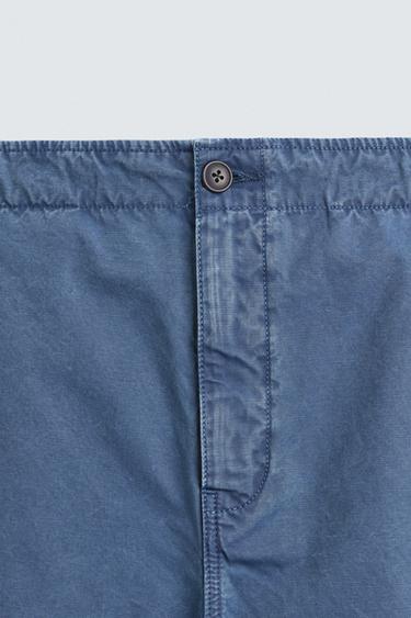 WASHED RELAXED FIT CARGO TROUSERS - Blue by Zara - Image 8