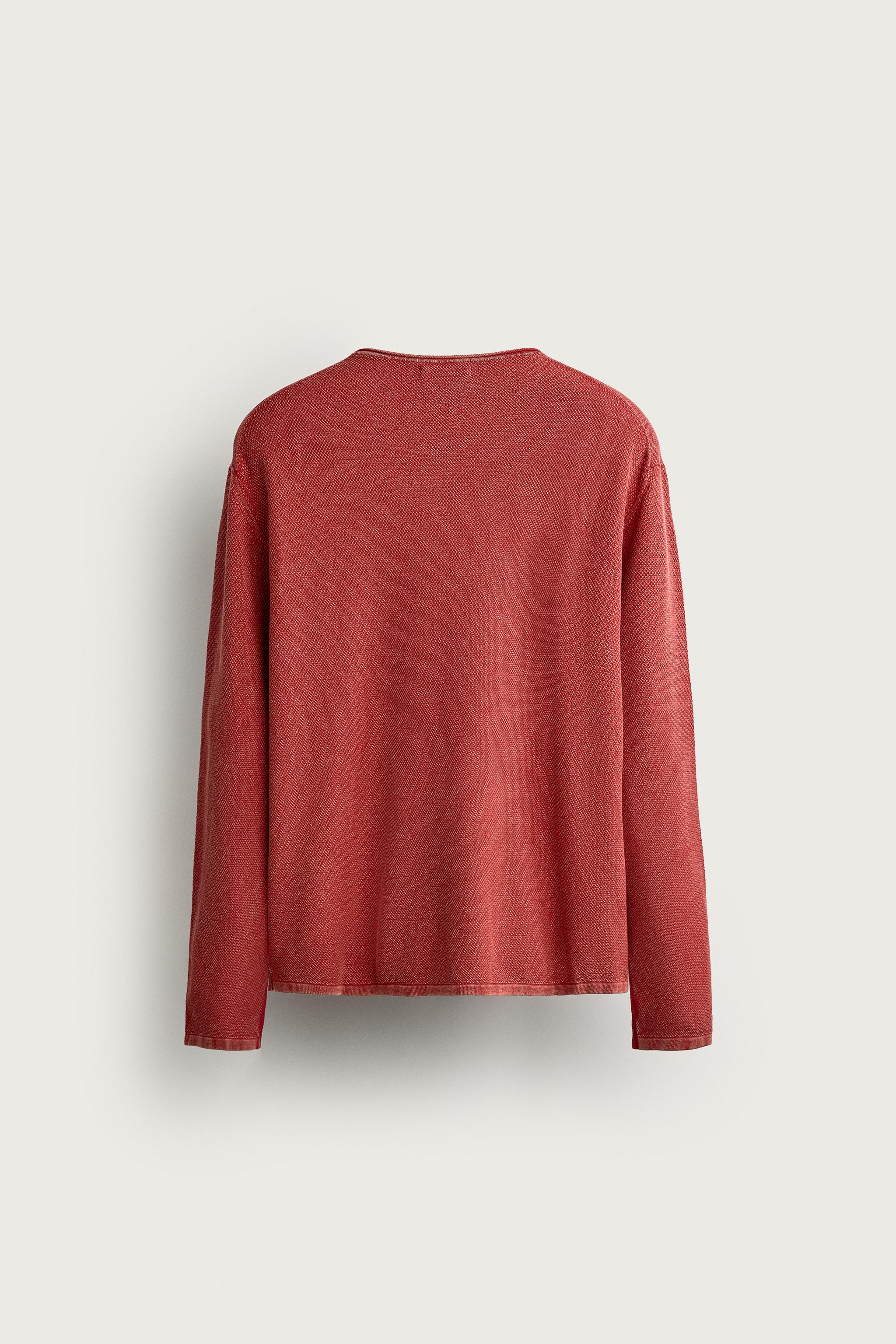 Zara RELAXED FIT DOKULU YIKAMALI KAZAK görsel 8