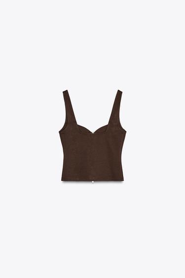 ZIP-UP INTERLOCK TOP - Dark brown by Zara - Image 5