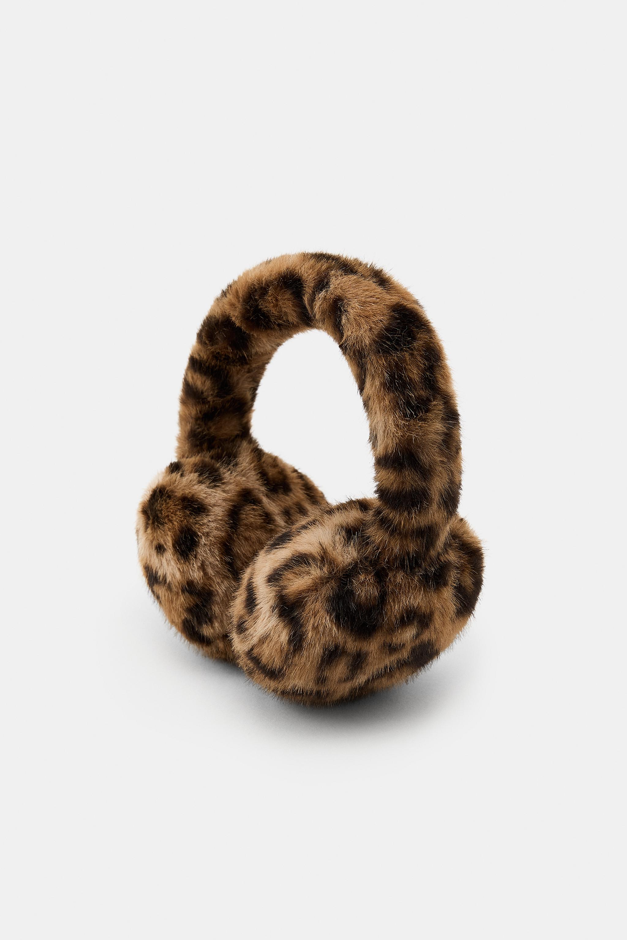 FAUX FUR ANIMAL PRINT EARMUFFS
