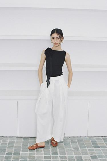 ZW COLLECTION VOLUME DART TROUSERS - White by Zara