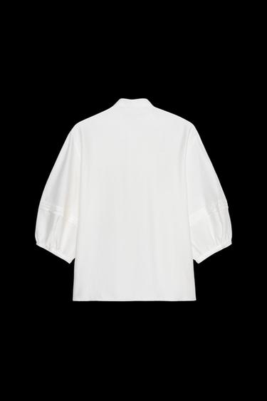 Zara PINTUCK CREPE BLOUSE - Ecru