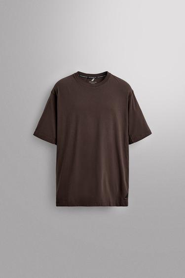Zara RUNNING GRAPHIC PRINT T-SHIRT - Brown