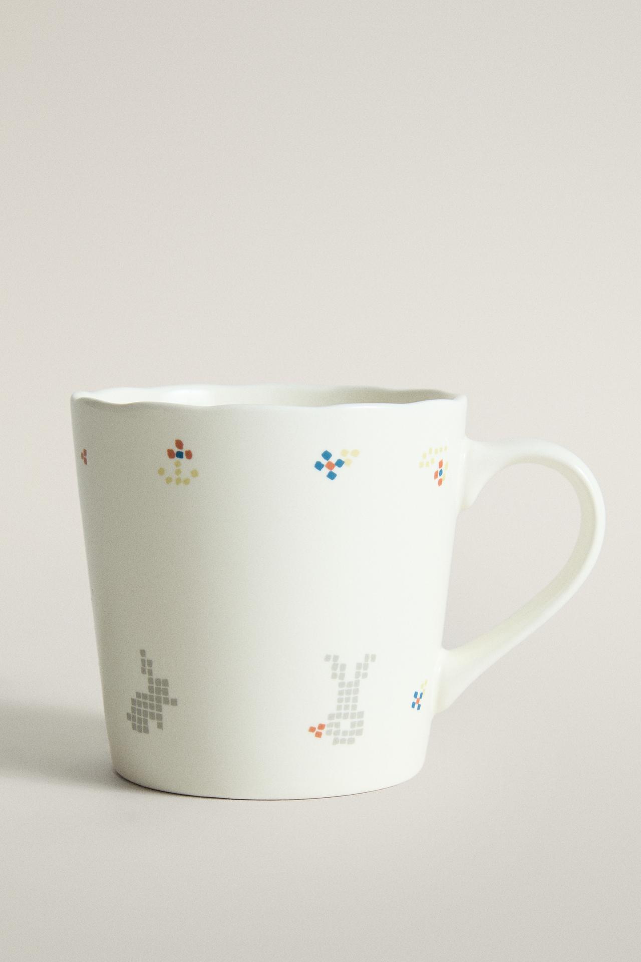 CHILDREN'S PORCELAIN MUG WITH RABBITS — Multicoloured