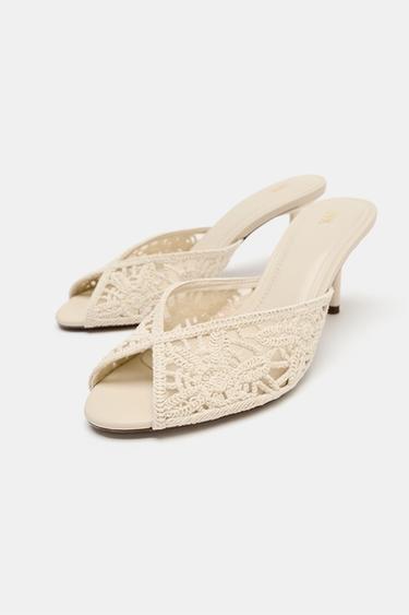 CROCHET HEELED SANDALS — Light beige 2