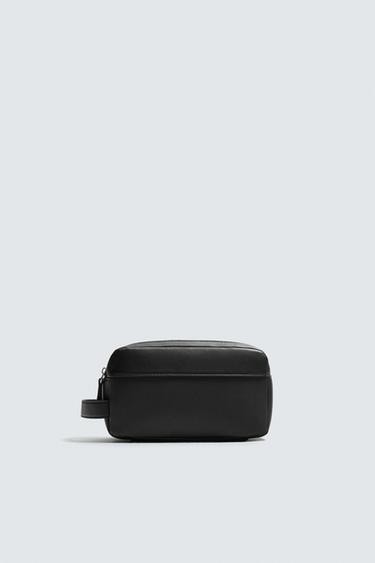 Zara TEXTURED TOILETRY BAG - Black
