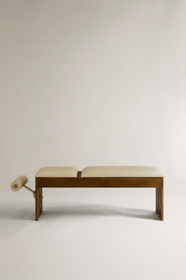 ΑΝΑΚΛΙΝΟΜΕΝΟΣ ΠΑΓΚΟΣ ΓΥΜΝΑΣΤΗΡΙΟΥ ΑΠΟ ΔΕΡΜΑ - Σπασμένο λευκό του Zara - Εικόνα 0