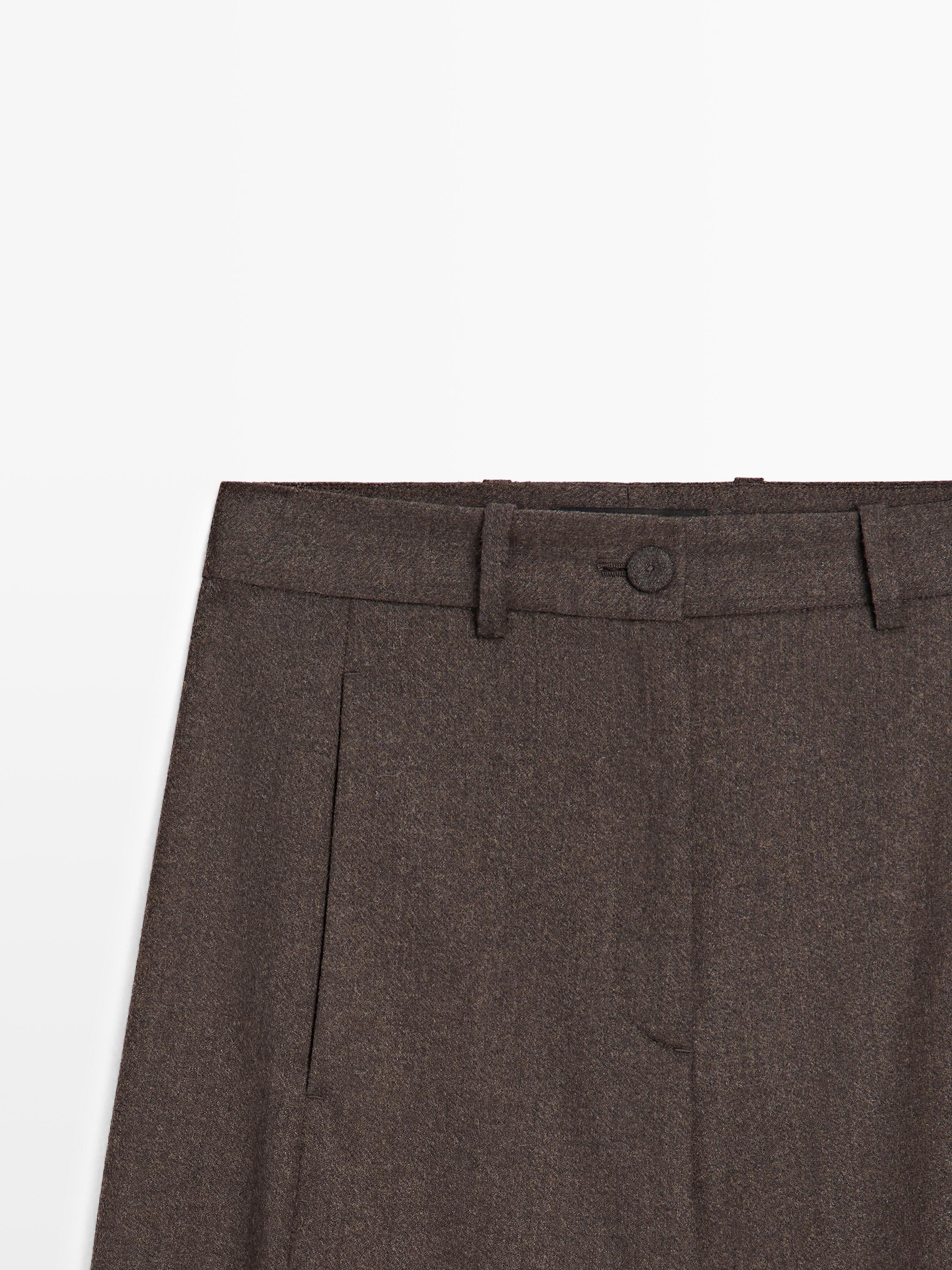 100% wool barrel fit trousers