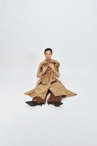 SUEDE LEATHER COAT ZW COLLECTION LIMITED EDITION - Beige by Zara