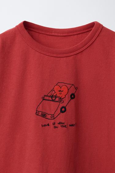 ORFAYO © EMBROIDERED T-SHIRT - Red by Zara - Image 2
