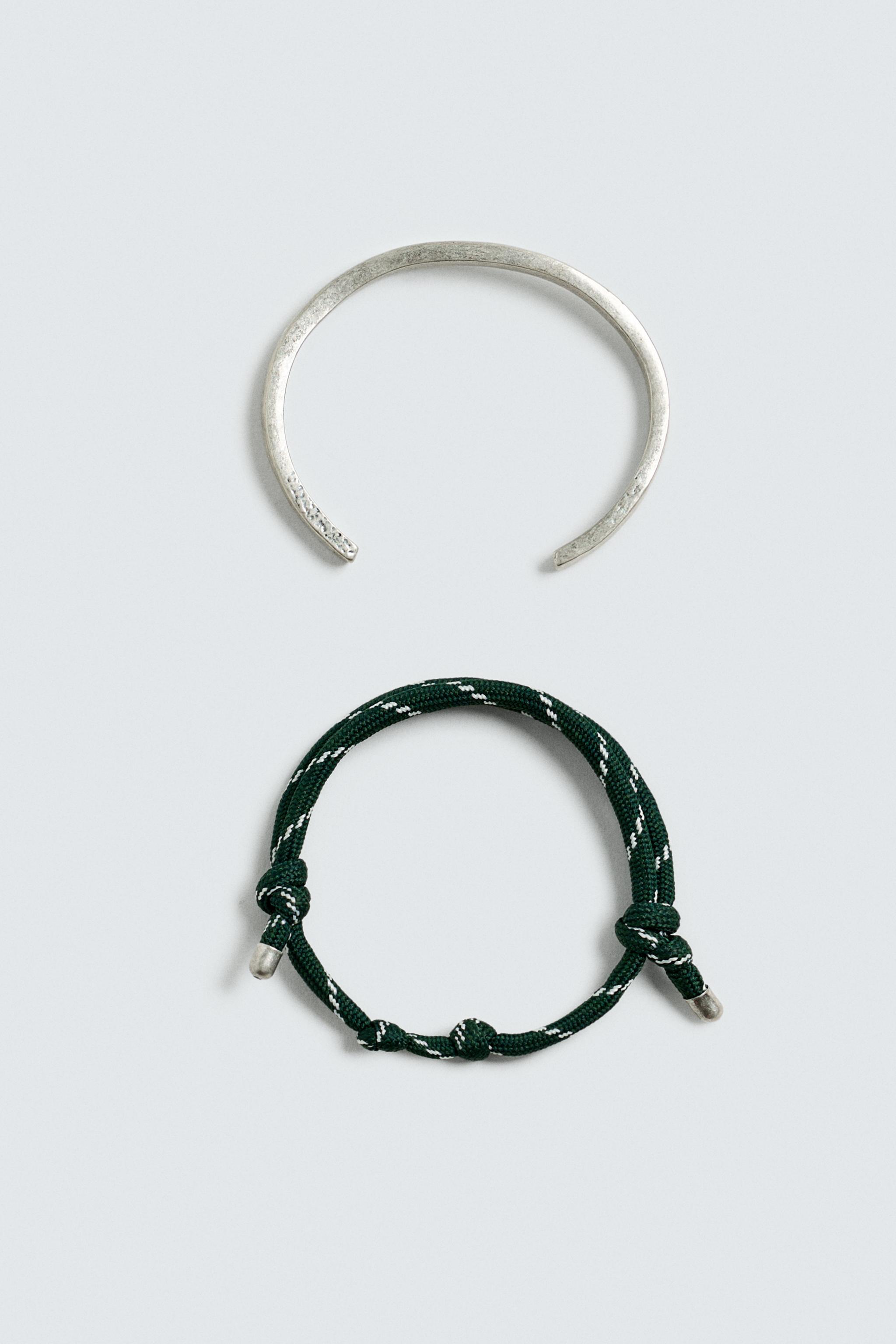 【ZARA】コントラストビーズブレスレット シルバー 5502/409/808 ZARA】コントラストビーズブレスレット シルバー 5502/409/808