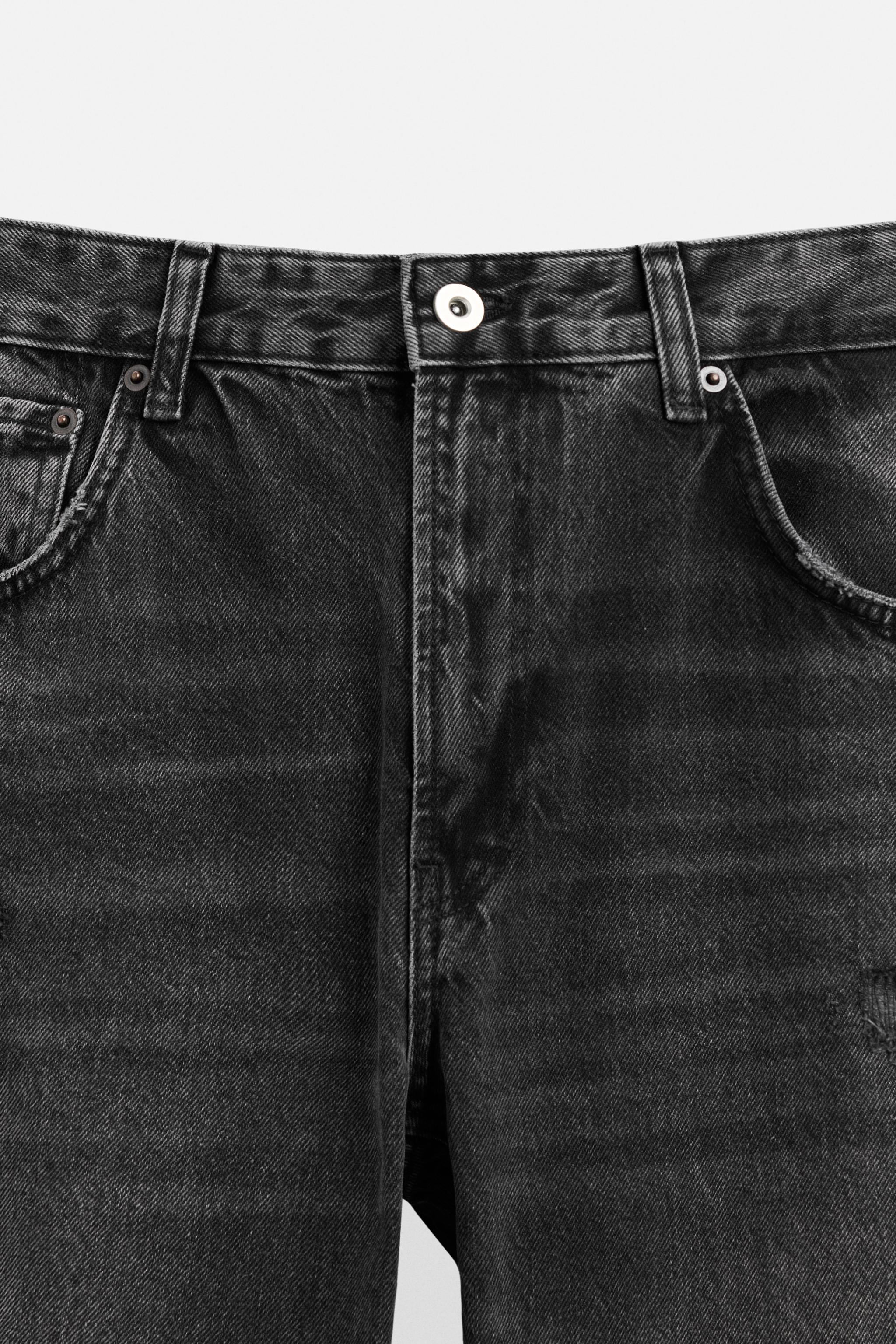 ダメージ加工フレアフィットジーンズ - ブラック | ZARA Japan