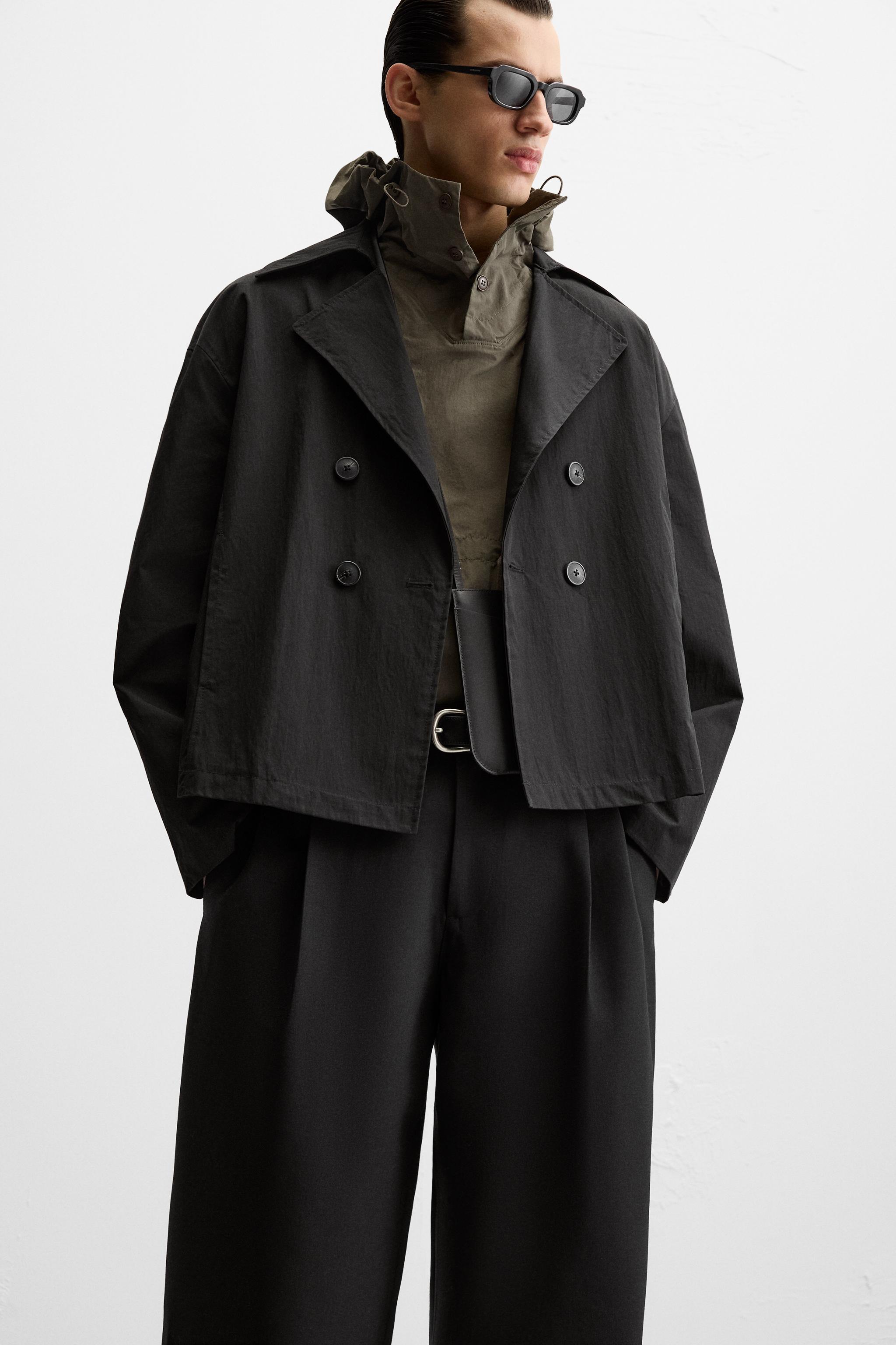 SHORT TECHNICAL FABRIC TRENCH COAT - Black | ZARA United States SHORT TECHNICAL FABRIC TRENCH COAT - Black | ZARA United States