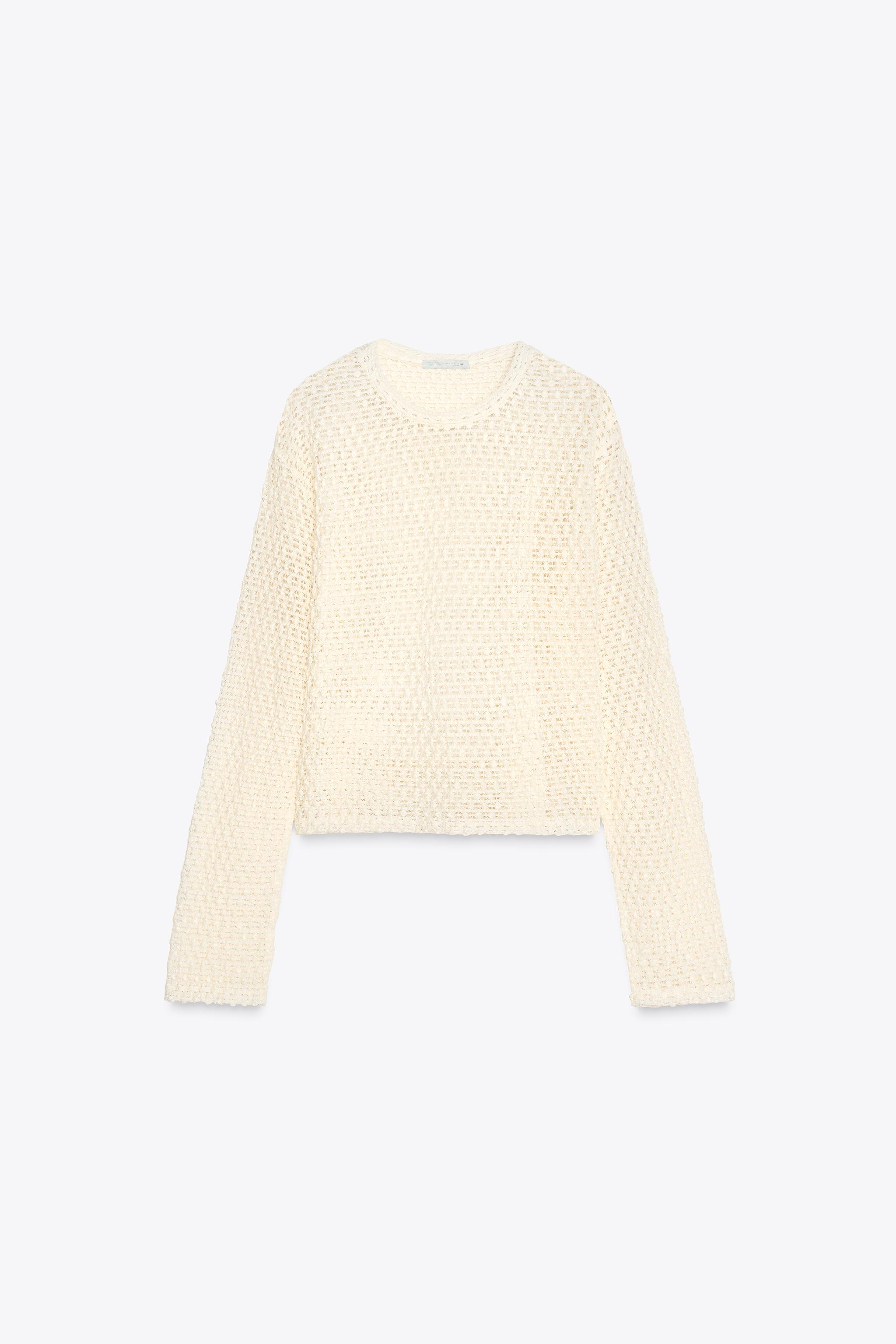 CROCHET LONG SLEEVE TOP - Ecru | ZARA United States