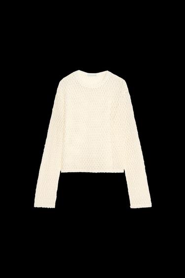 TOP MANGA LARGA CROCHET - Crudo de Zara - Imagen 0